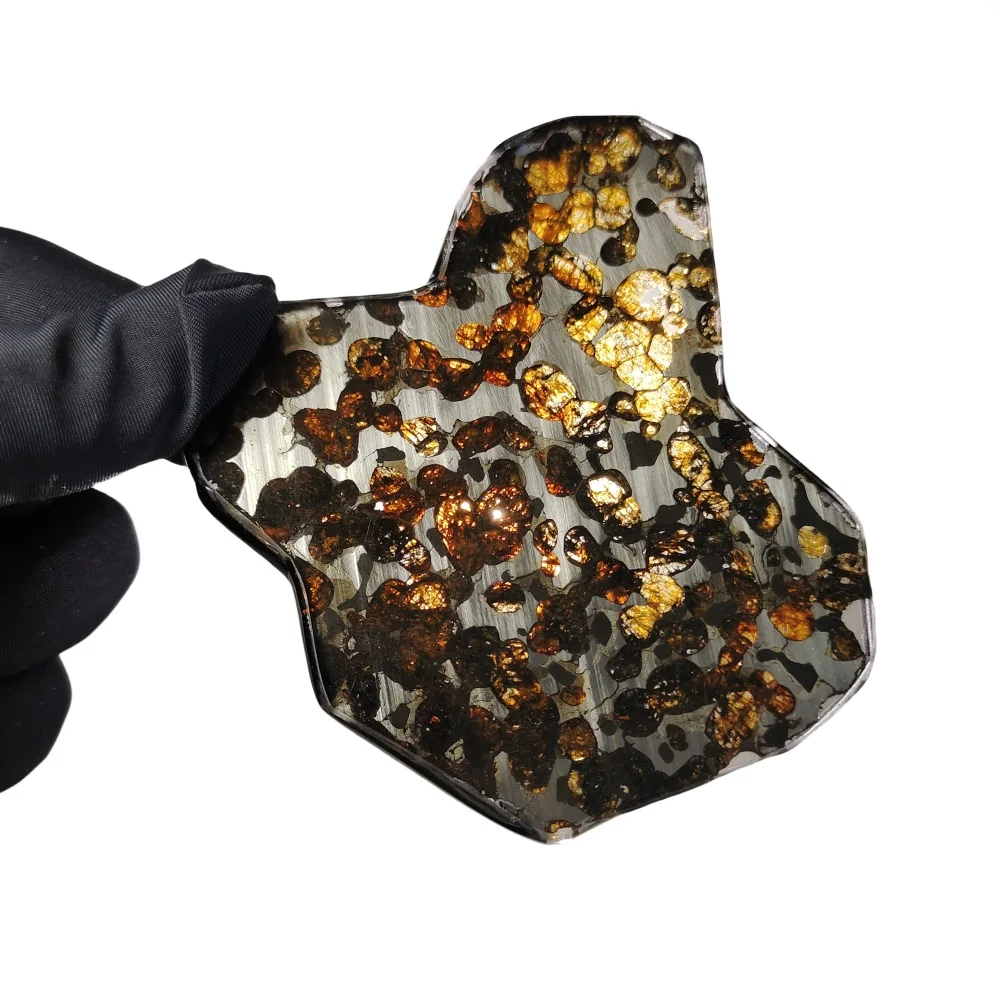 

45.5g Sericho Pallastie meteorite slice Olivine Meteorite Natural Specimen Meteorite material Collection - from Kenya -QA438