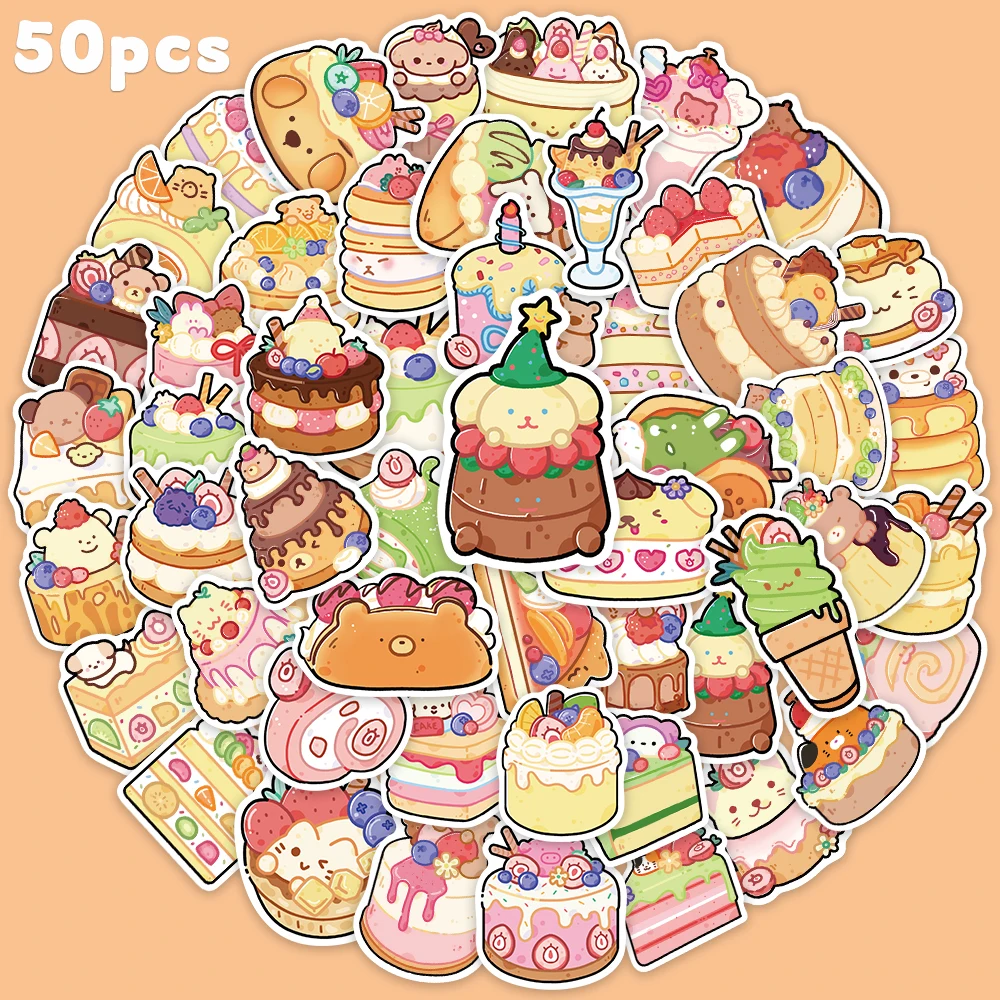 50 stücke Nette Dessert Tier Aufkleber Ästhetische Cartoon Graffiti Aufkleber Für Laptop Gepäck Sammelalbum Telefon DIY Dekoration Aufkleber