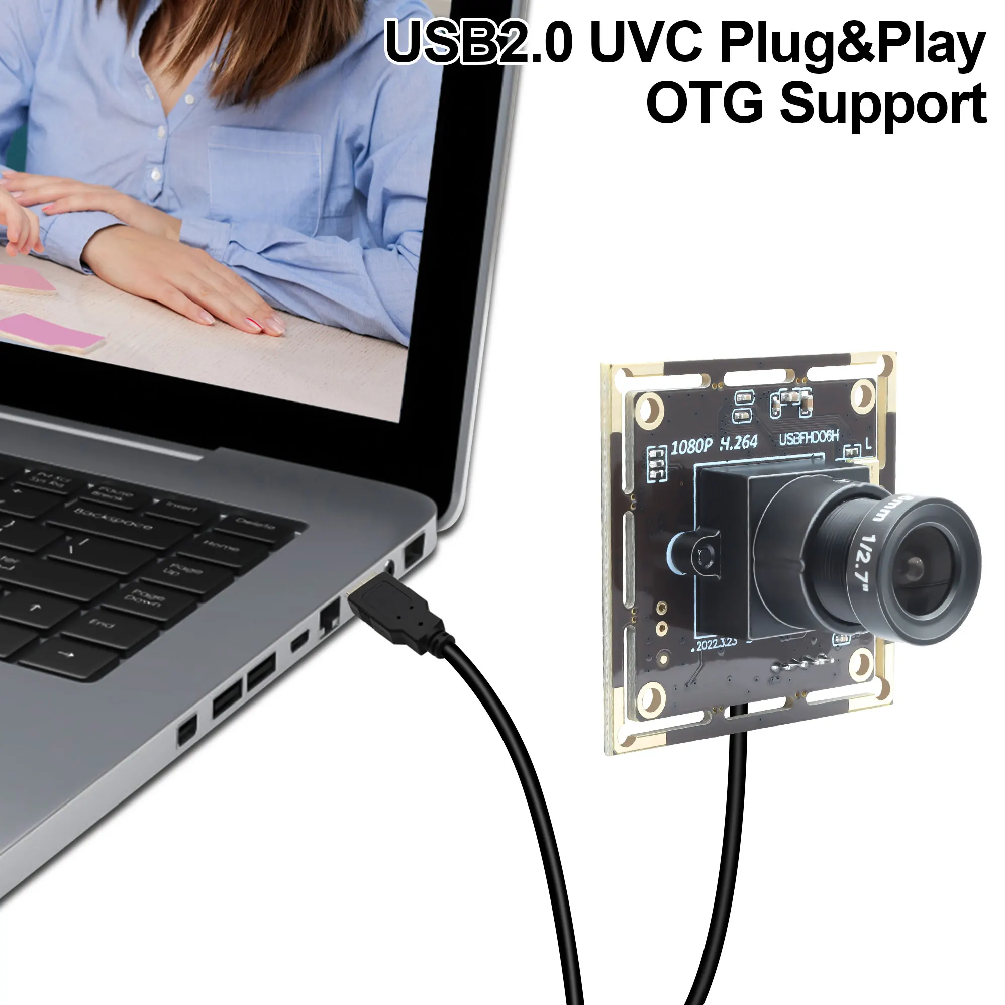 Módulo de cámara ELP USB con luz baja, minicámara de 2MP, Full HD, 1080P, Audio, Webcam con micrófono Digital, H.264, USB2.0, cámara de seguridad