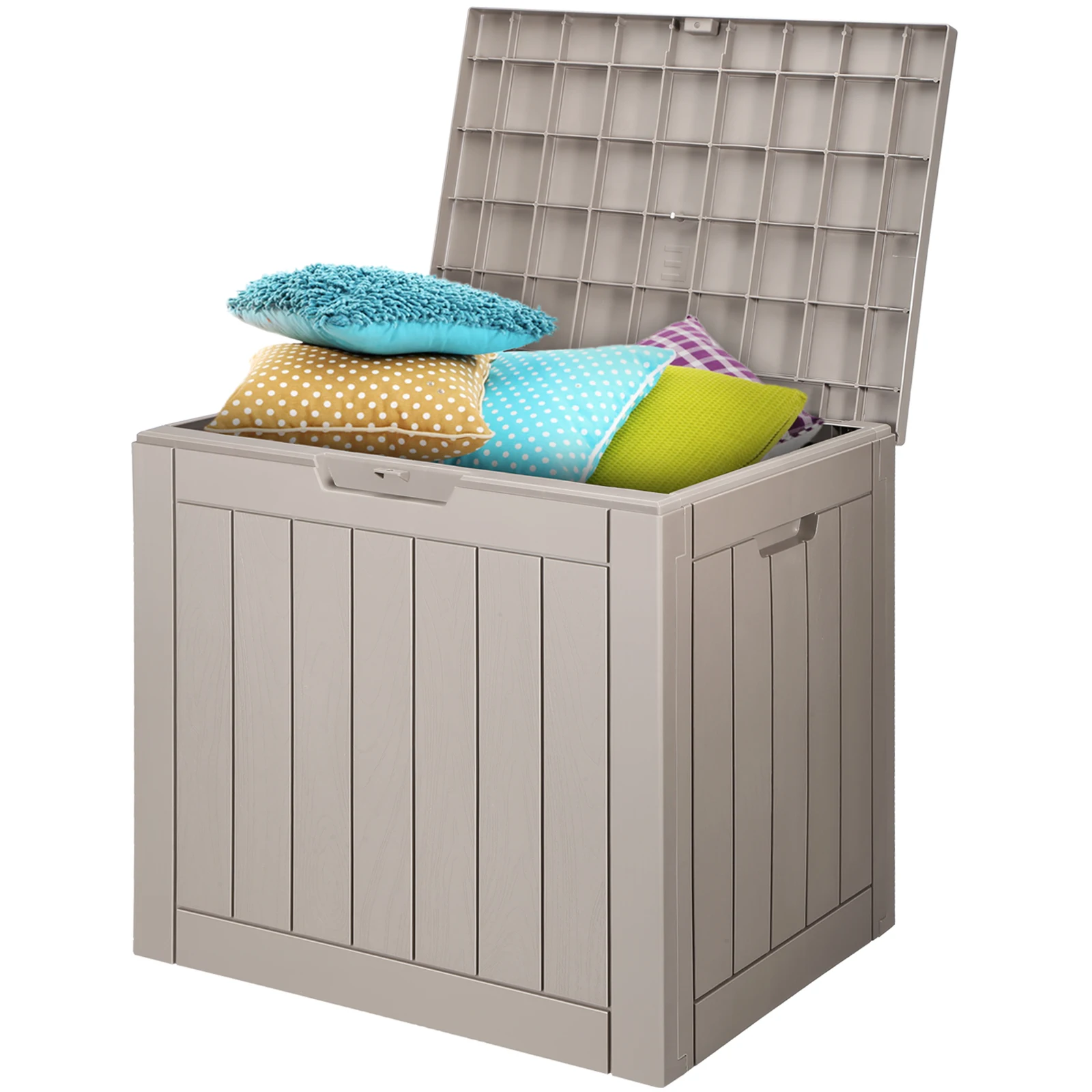 SucceBuy Outdoor Storage Box 31 Gallon Resin Deck Box Waterproof for Furniture Cushions Garden Tools Pool Supplies(Grey)
