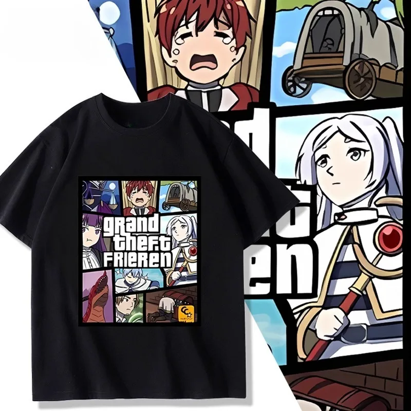 Friends: Beyond Journey's End Anime Funny Short Sleeve T-shirt anime New Clothes for Men and Women