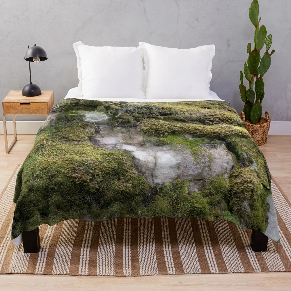

forest floor of moss, roots, rocks Throw Blanket Anti Shedding Soft Fuzzy Blanket for Home