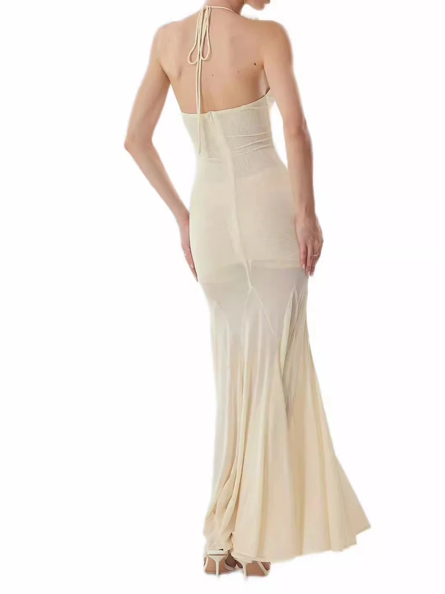 TWOTWINSTYLE minceur pure épissé 3D fleur robes Sexy pour les femmes licou sans manches Patchwork plis mode robe femme nouveau