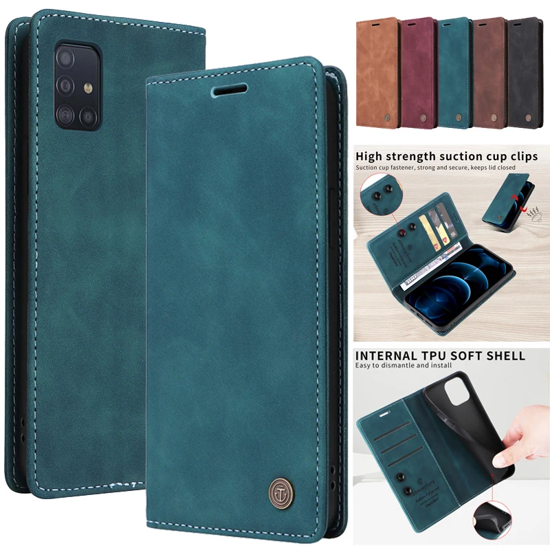 Wallet Flip Case on For Samsung Galaxy A21s A31 A51 A71 A7 A8 2018 J7 2017 J730 A750 Cases Magnetic Leather Stand Phone Cover