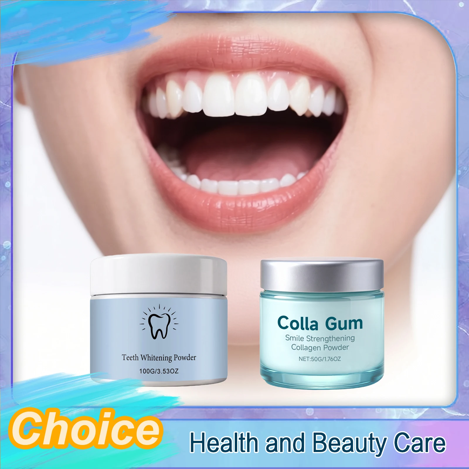 Teeth Whitening Powder Freshen Your Breath Protect Tooth Enamel Relieve Sensitivity Gentle Oral Care Daily Care 100g/50gboxed