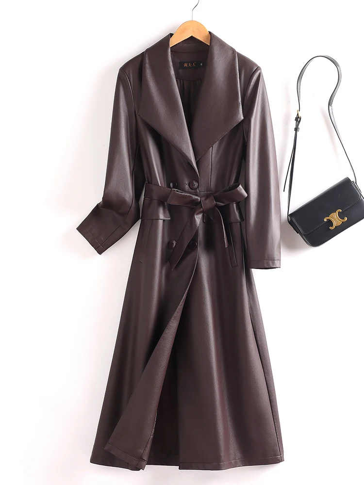 

Женское пальто из натуральной овчины Ning, средней длины, приталенное, осенне-зимняя верхняя одежда, двубортное, с длинными рукавами