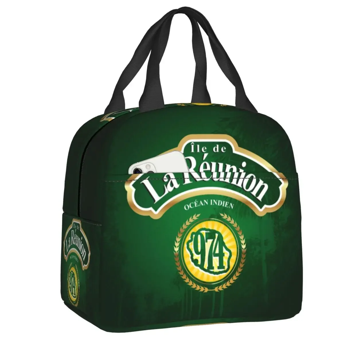 974 Reunion Island Lunch Bag for Women Margouillat Isle Indian Ocean Insulated Cooler Thermal Lunch Box Work School Food Bags