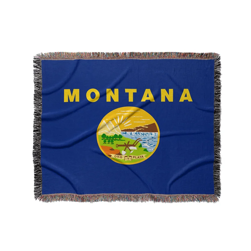 Gaslight Gatekeep Girlboss Montana United States of America Jacquard Fringed Woven Throw Blanket
