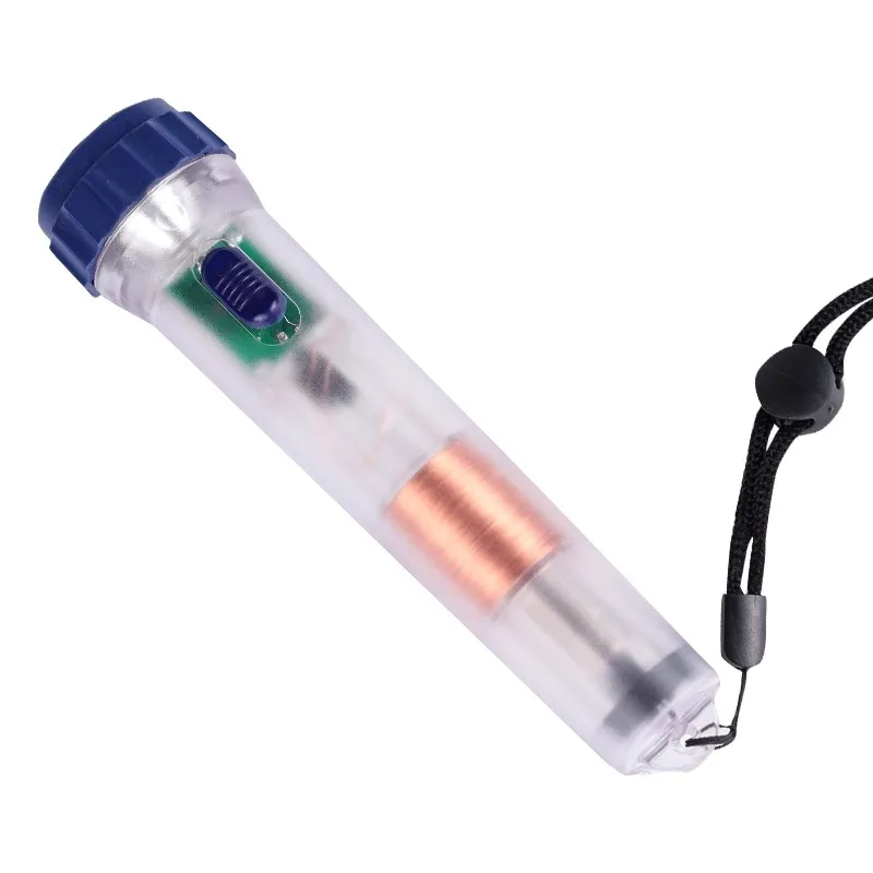 Self-powered transparent emergency flashlight, hand-crank charging, strong magnet, self-powered, powerful magnet
