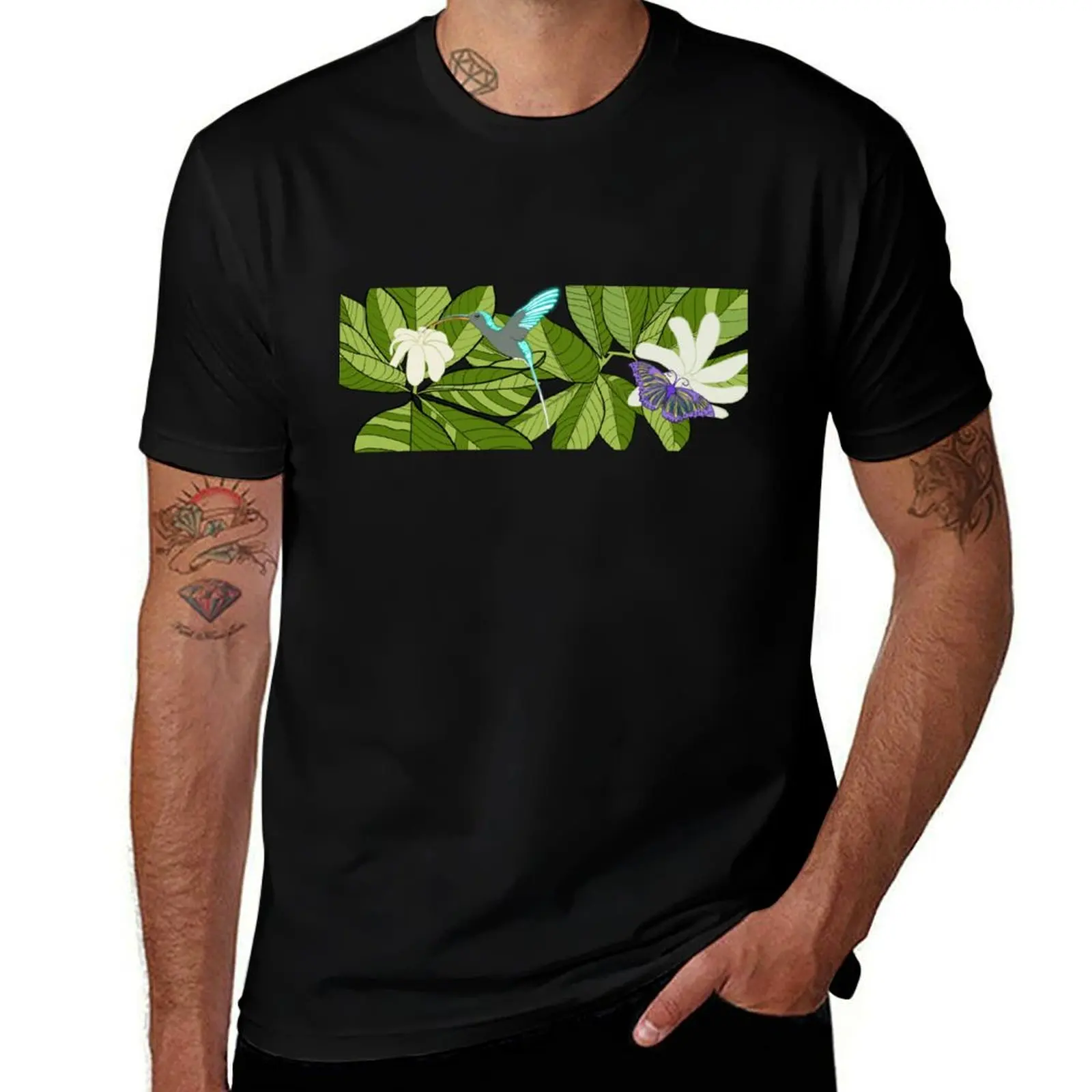 Un momento en la naturaleza al amanecer Camiseta Casual Minimalista de Manga Corta