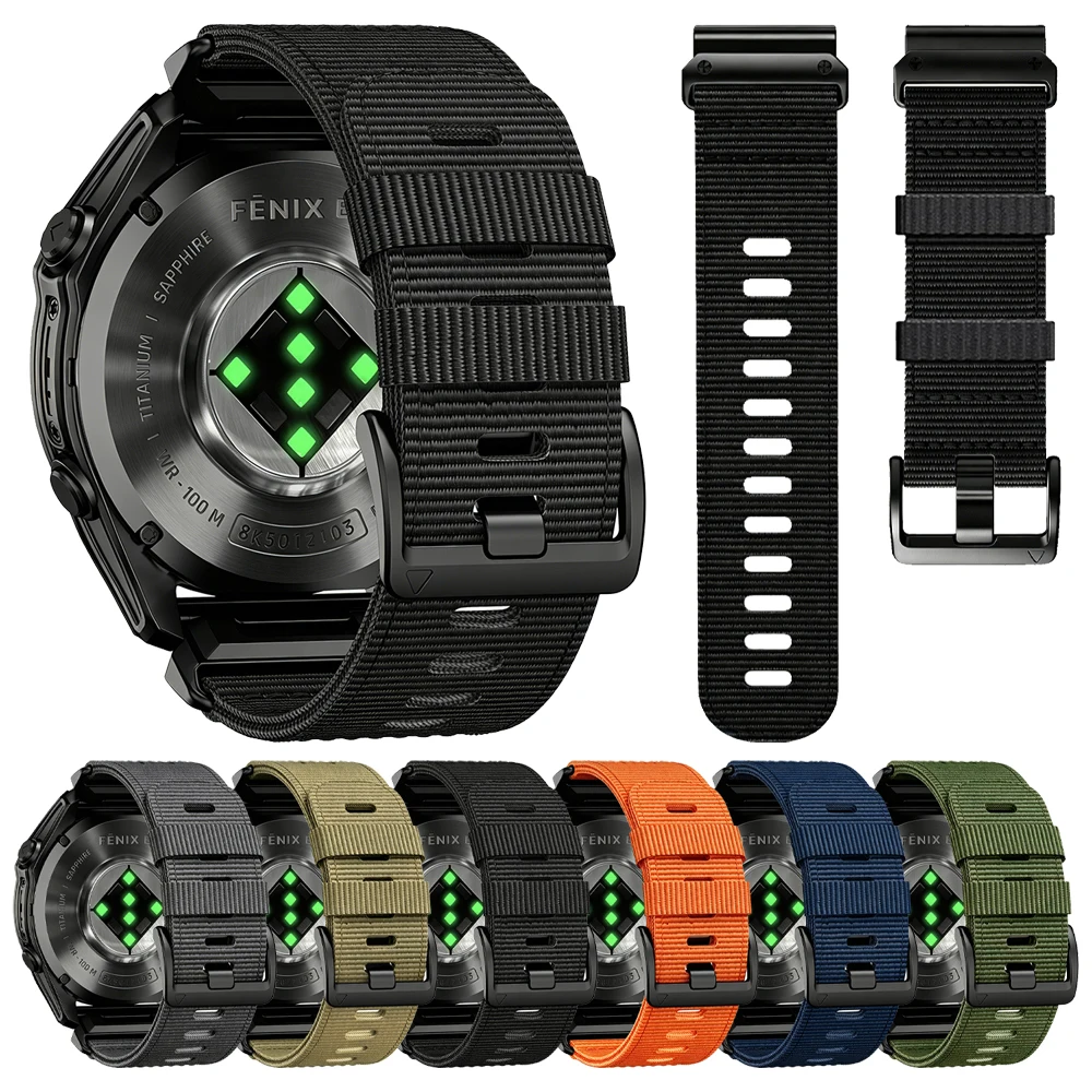 Quick Release 22mm 26mm Nylon Strap For Garmin Enduro 3/Fenix E 8 Pro 7 7X 6 6X 5 5X/Epix/MARQ/Tactix 8 Sport Braided Watch Band