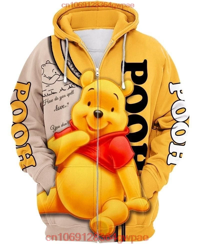 Disney Character Winnie the Pooh Hoodie Zipper Hoodie All Over Print 3D Personalized Custom Name Unisex Men Women 3D Hoodie