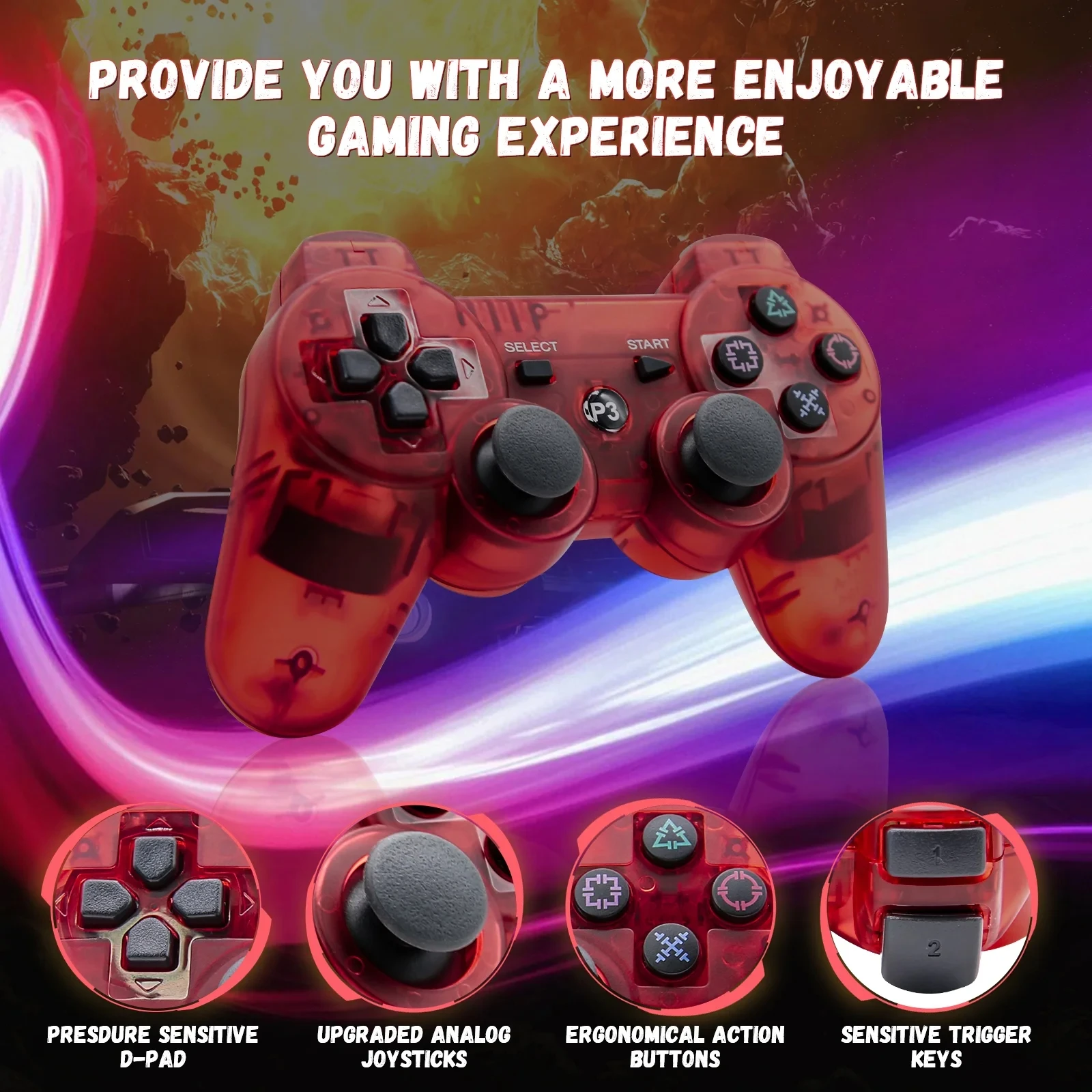لوحة ألعاب لاسلكية بلاي ستيشن 3 وحدة تحكم PS3 عصا التحكم وحدة التحكم Joypad ملحقات دعم بلوتوث