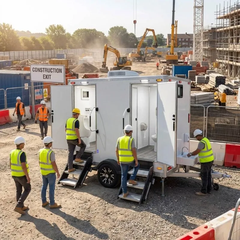 Customized Towable Mobile Restroom Trailer Portable Toilet For Rapid Deployment On Dynamic Linear Construction Projects