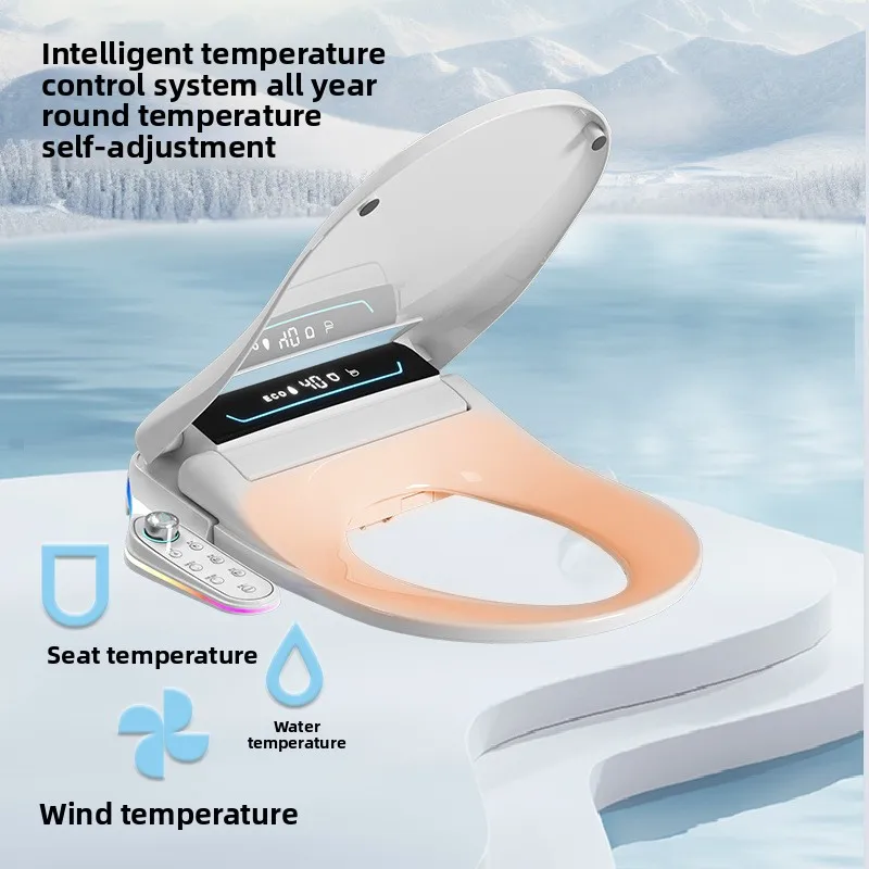 Smart Toilet Seat Cover with Handle Auto Flip Voice Control Instant Heating Electric Wash Dry Heated Seat