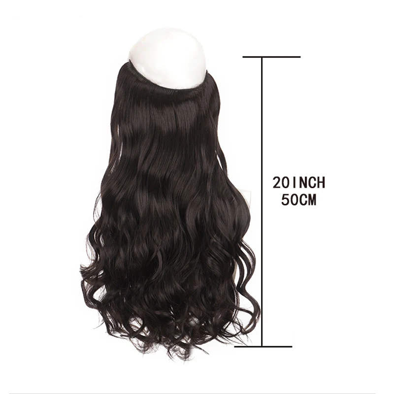 Synthetic Long Gray Blonde Hair Hairpieces Extension Fish Line Invisible Wavy Halo Hair Extensions for Women - view 2