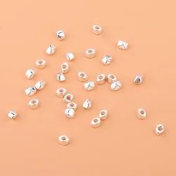 5PCS 925 sterling silver smooth multi-faceted corner square beads separated beads broken silver a few hand string DIY jewelry