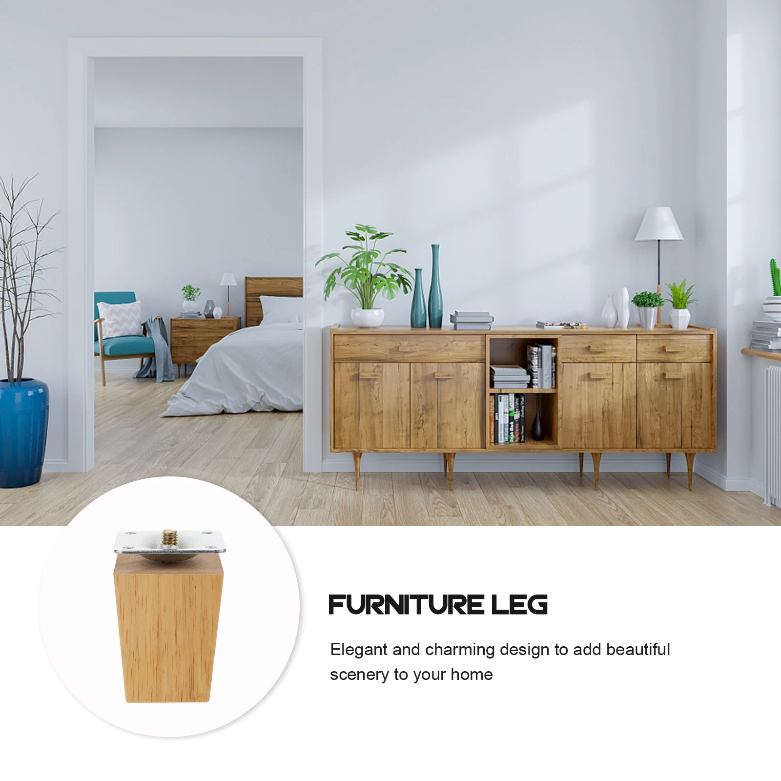 

4pcs Furniture Legs Solid Wood Sturdy Natural Color Sofa Chair Feet Table Support Furniture Support Feet