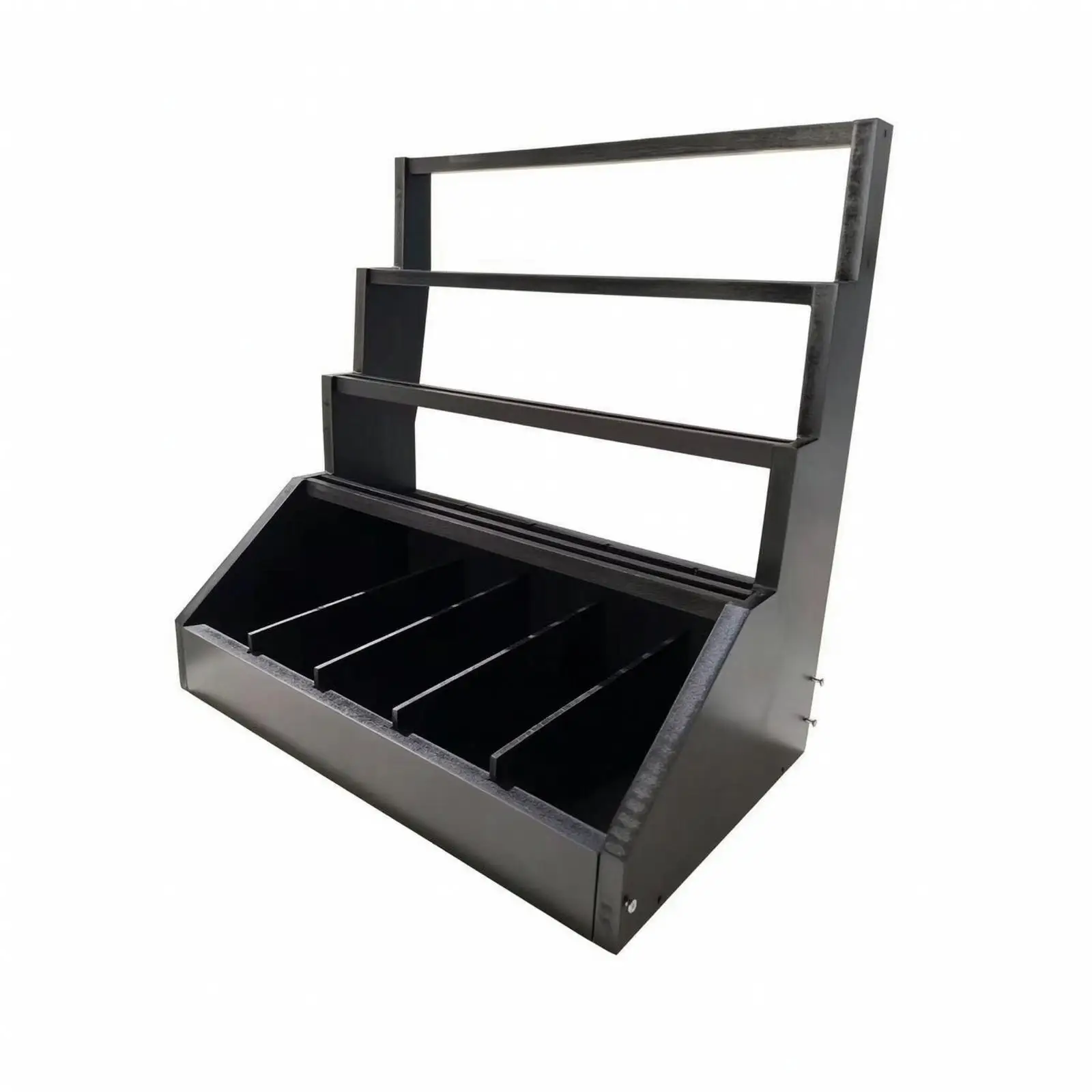 Tabletop Card Display Rack 6 Shelf Black Wood Organizer for Sports Cards Trading Cards Collectible Holder