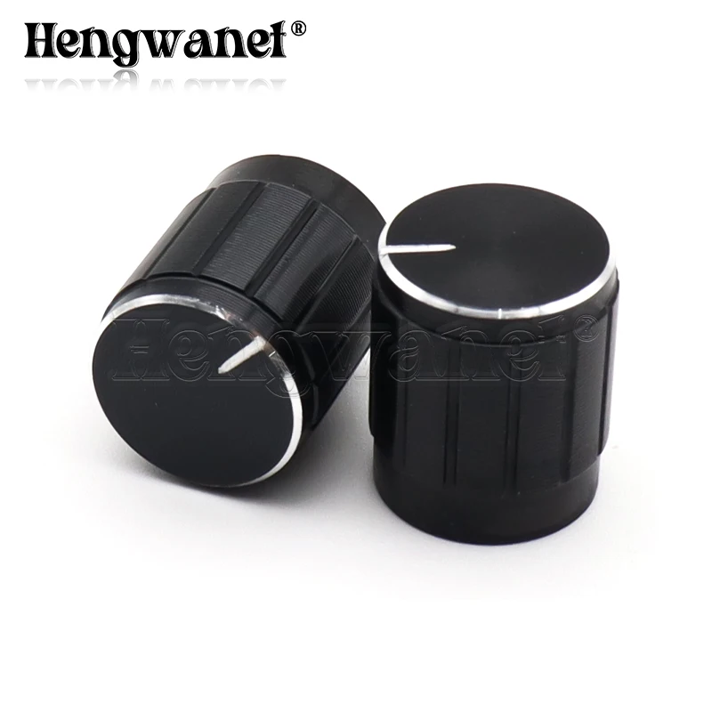 10PCS/Lot Black 6mm Potentiometer knobs Caps Knurled Shaft Potentiometer Control Knob Diameter 15mmx17mm Aluminum Switch Knob