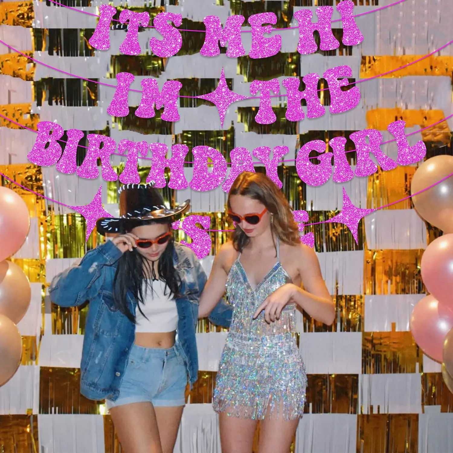 Its Me Hi Im The Birthday Girl Its Me Banner, NO-DIY Glitter Iridescent Taylor Singer Birthday Decorations Banner, Its A Girl Ga