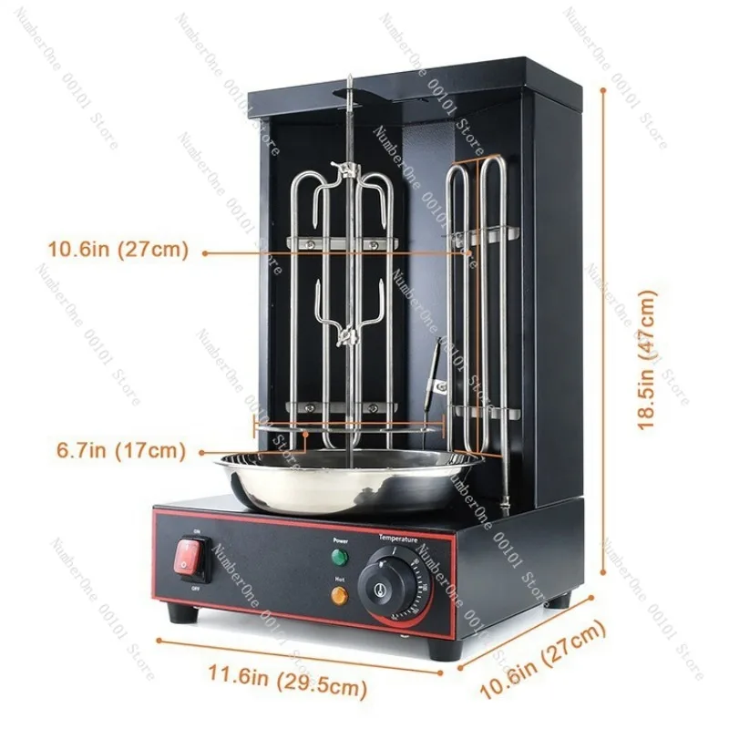 Electric Automatic Rotating Kebab Grill Middle East Turkish Brazilian Shawarma Roaster for Meat Rice Bowl Commercial Use