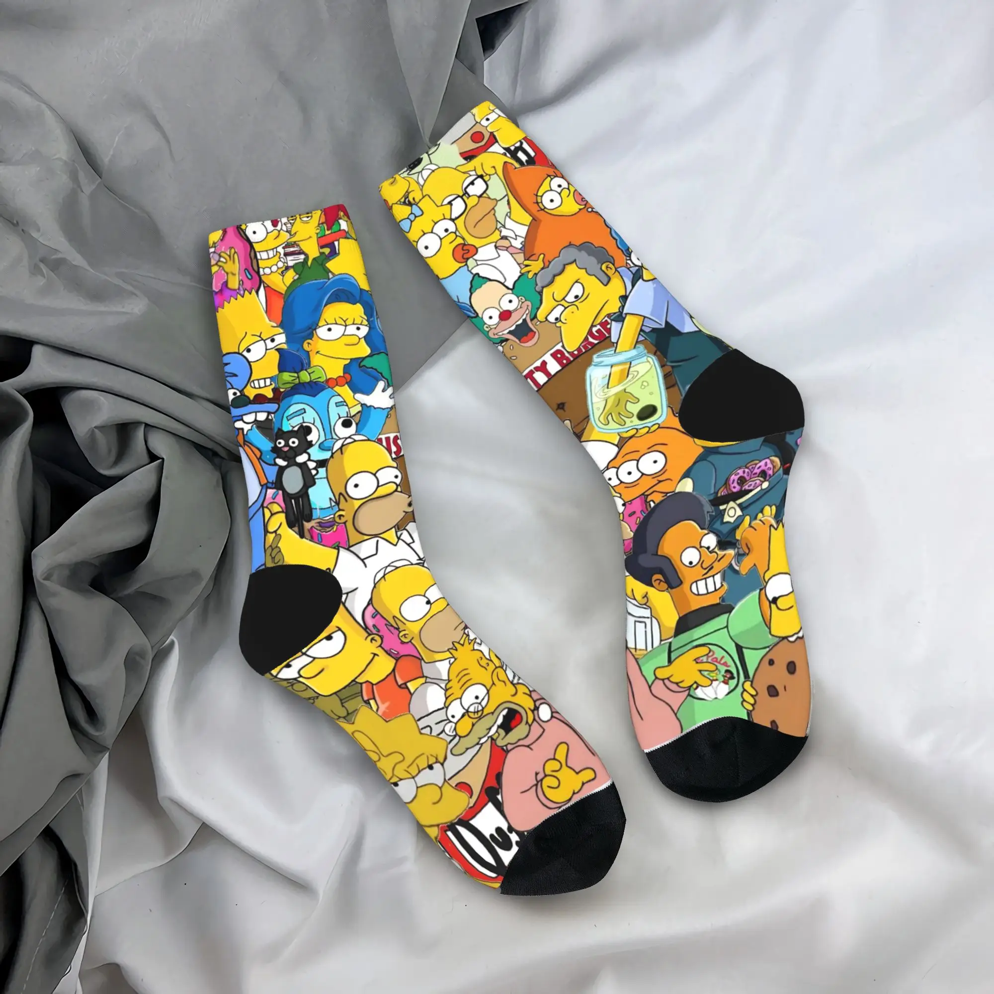 Fashion S-Simpson Soccer Socks  Polyester Middle Tube Socks for Women Men Non-slip