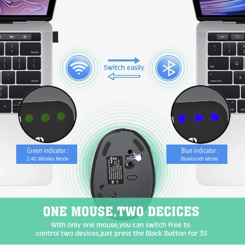 Ergonomic Vertical Wireless Mouse 2.4G Rechargeable Dual‑Mode Silent Right‑Hand Mice For PC Laptop Office Computer Accessories