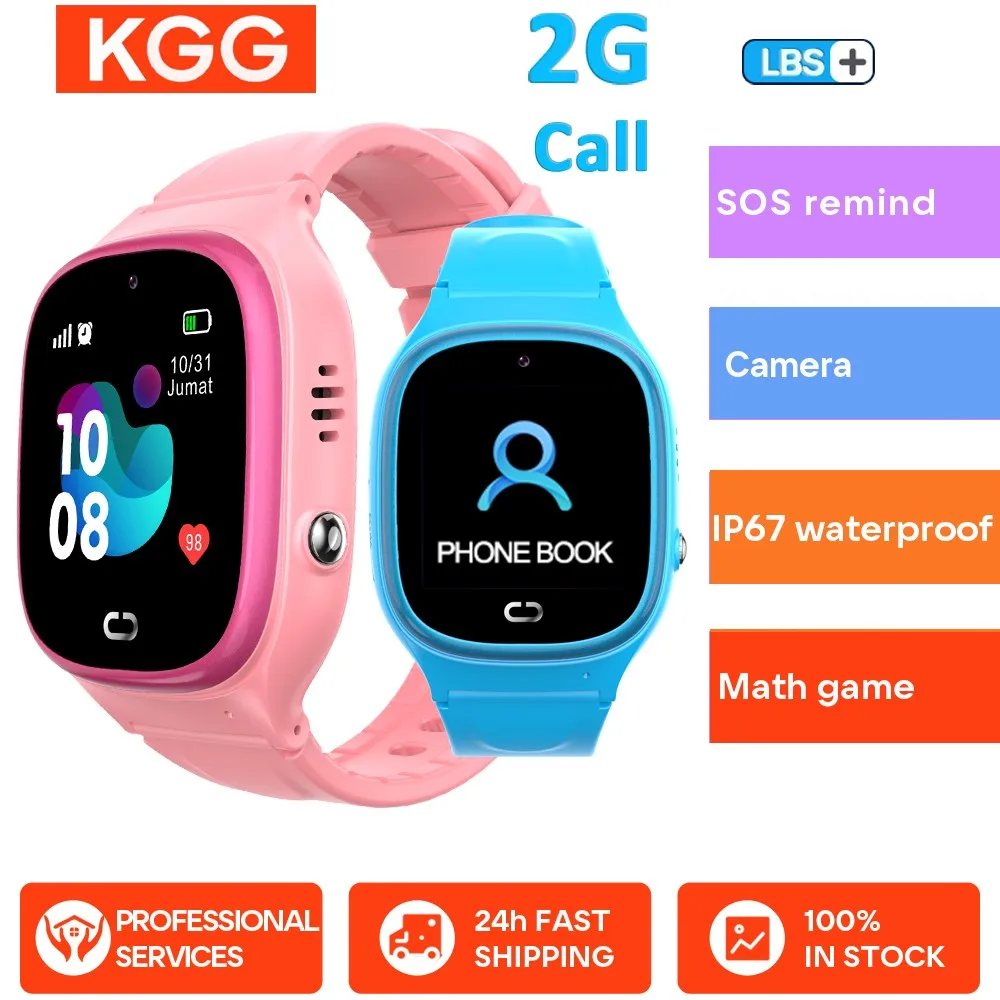 

Детские умные часы LBS SOS Phone Watch 2G Call Math Game Photo IP67 Водонепроницаемые детские умные часы для мальчиков и девочек Подарок для IOS Android