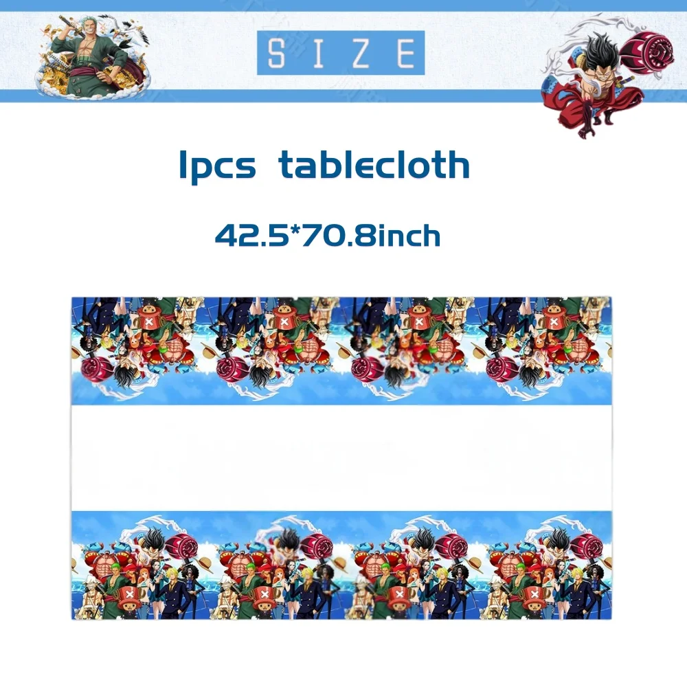 Toalha de mesa de anime de uma peça, 108*180cm, decoração de festa de feliz aniversário, lembranças para crianças, azul, meninos, chá de bebê, acessórios, gifs