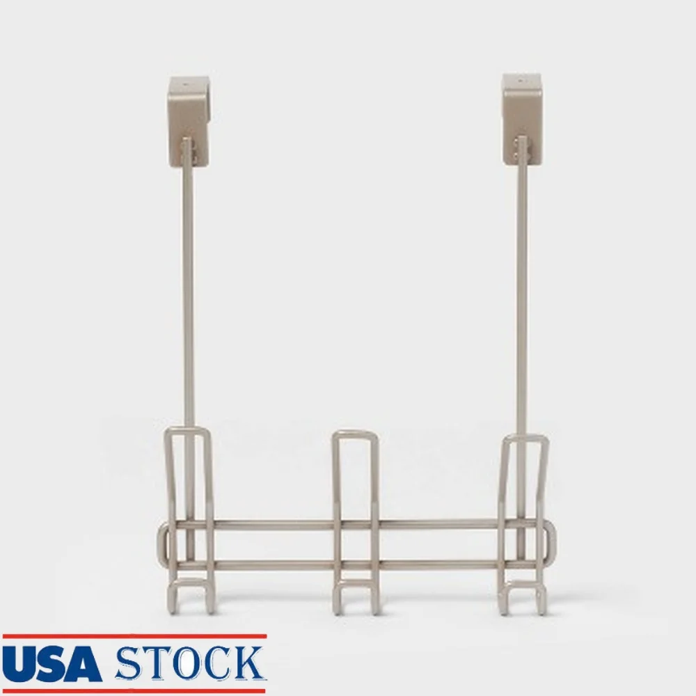 

Over The Door Hook 3 Hook Steel Rack Powder Coated Decorative Storage Solution Hats Clothing Towels Robes 15 lb Capacity