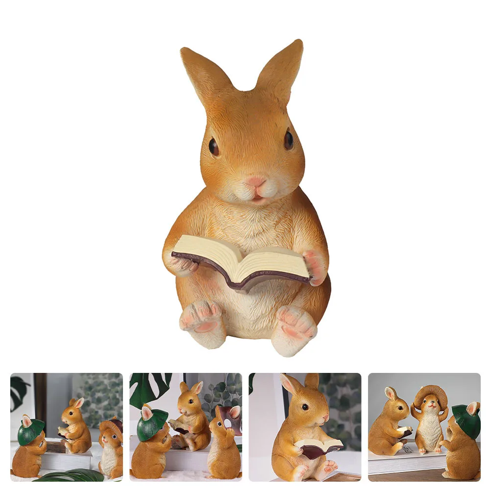 1 قطعة أرنب الراتنج النحت حديقة الحلي أرنب صغير ديكور للديكور الداخلي في الهواء الطلق التصوير الدعامة مقاومة الطقس #2