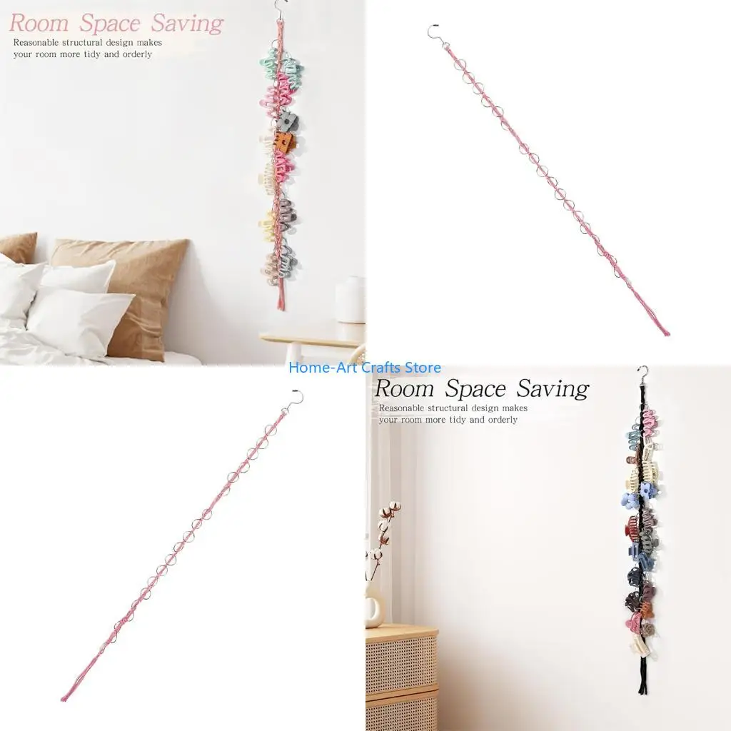 Y3NA Space Saving Hair Clip Holder Wall Mount With 100cm Cotton Rope And Iron Frame For Stylish Decoration