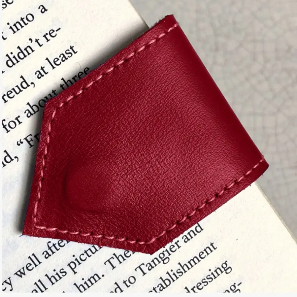 High Quality PU Leather Magnetic Bookmark Diamond Shape Multifunctional Book Pagination Mark Leather Bookmark Reading Lovers