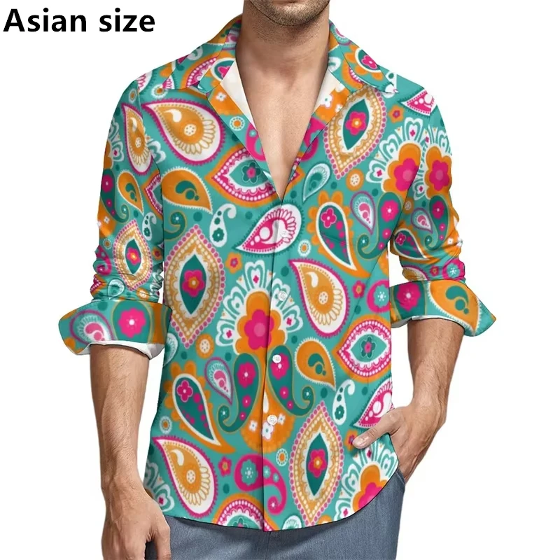 

Harajuku Color Floral Pattern 3D Printed Long Sleeve Shirt Men Fashion Street Men's Shirt Summer Autumn Top Y2k Men Clothing