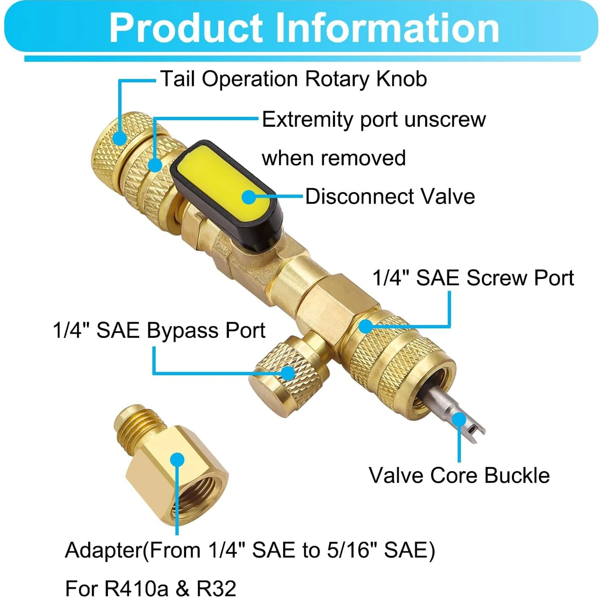Valve Refrigerant Tool Valve Core Remover Installer Kit with Dual Size 1/4
