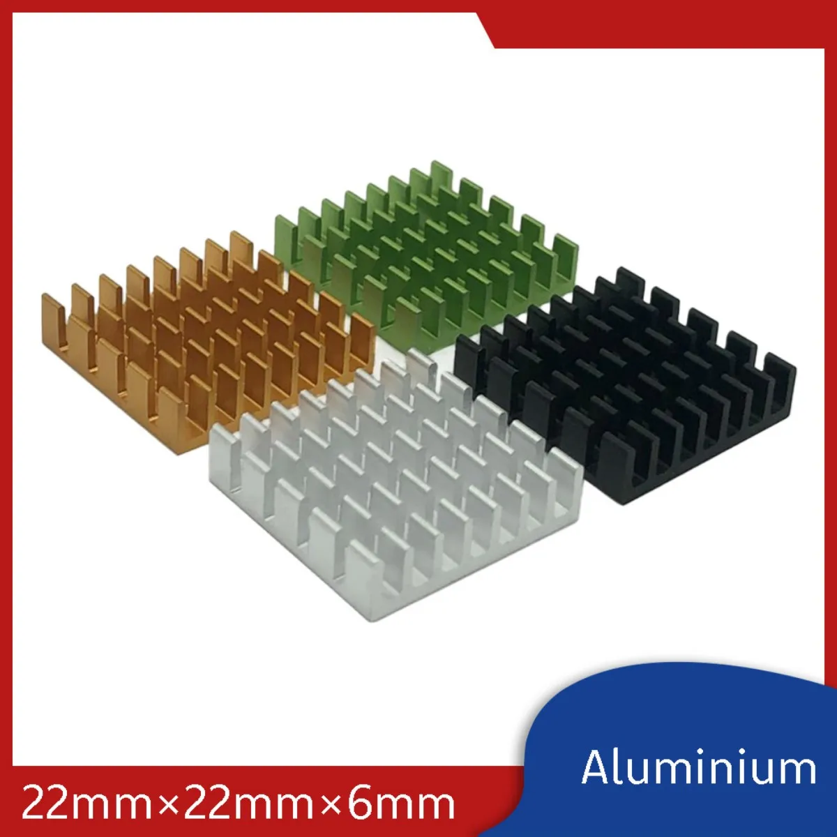

22mm x 22mm x 6mm Aluminum Heat Sink Highly Heat-conductive Alu Thermally Conductive for CPU IC Chip