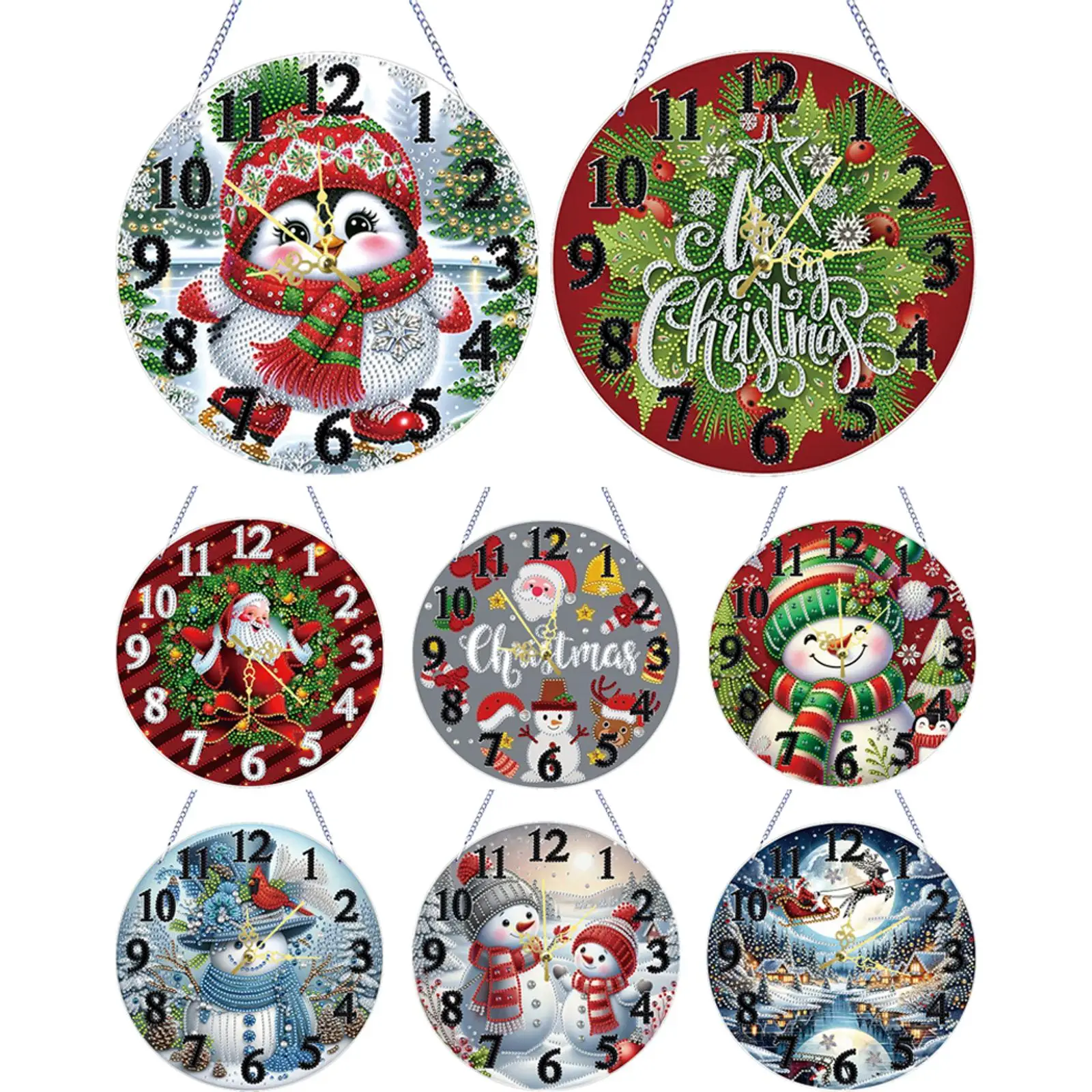

1Pc DIY Diamond Painting Clock Acrylic Special Shape Xmas 5D Diamond Painting Clock Xmas Diamond Art Window Pendants Hanging