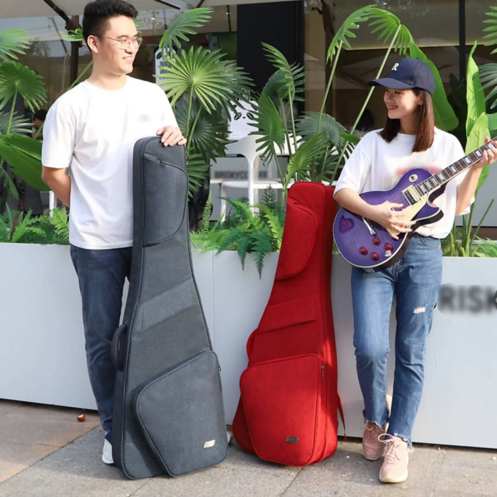 

Electric Bass Guitar Gig Bag Thickened Bass Guitar Backpack Music Gear Double Zipper Large Front Pocket for Practice, Stage