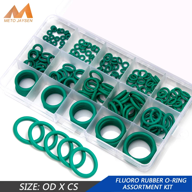 

150PCS/box Fluorine Rubber FKM Sealing O-rings CS 1.5mm 1.9mm 2.4mm 3.1mm OD 6mm-30mm Green Gasket Replacements Kits FQ042-063