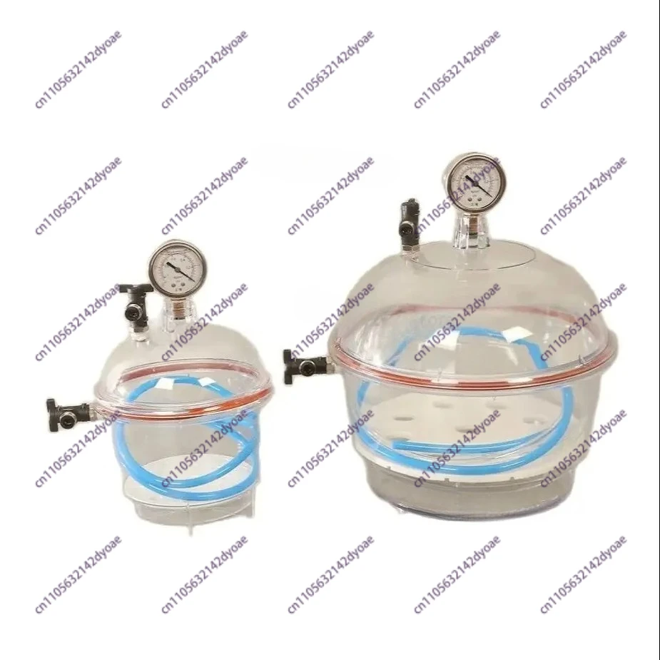 

New 250MM 150MM Polycarbonate Plastic Vacuum Dryer Laboratory Transparent Vacuum Drying Kettle Double Valve with Pressure Gauge