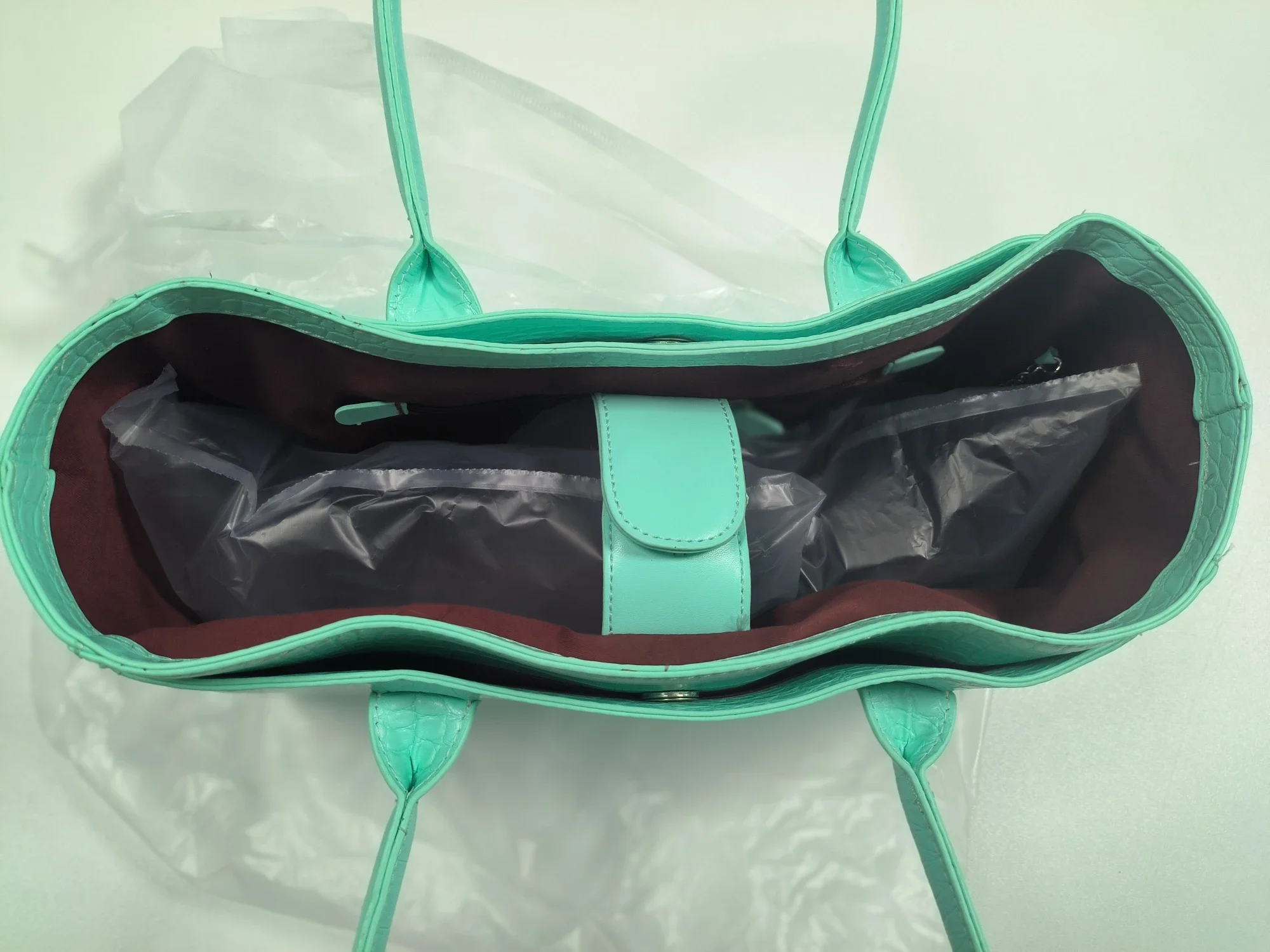 Handtasche mit Krokodilleder-Prägung und Obergriff, Luxuriöse Grüne Tragetasche, Vielseitige Schicke Alltags-Schultertasche für Frauen – Detail 3
