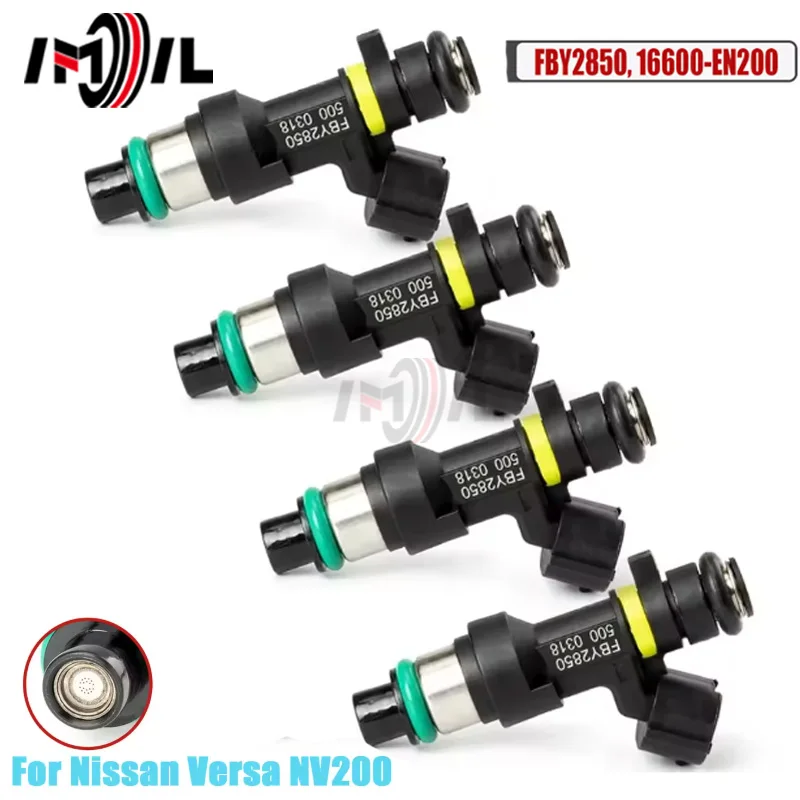 1/4x New Fuel Injector Nozzle 16600-EN200 For Nissan Versa Cube Sentra NV200 2007-2014 Replace 16600EN200 FBY2850 FJ1056 2971006