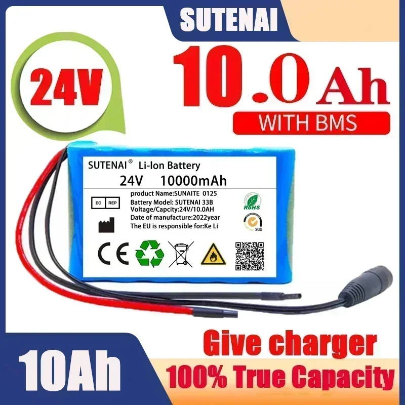 

V GO 24V 10Ah 25.2V 6S1P Li-Ion battery pack lithium batteries for electric motor bicycle ebike scooter toys drill with BMS