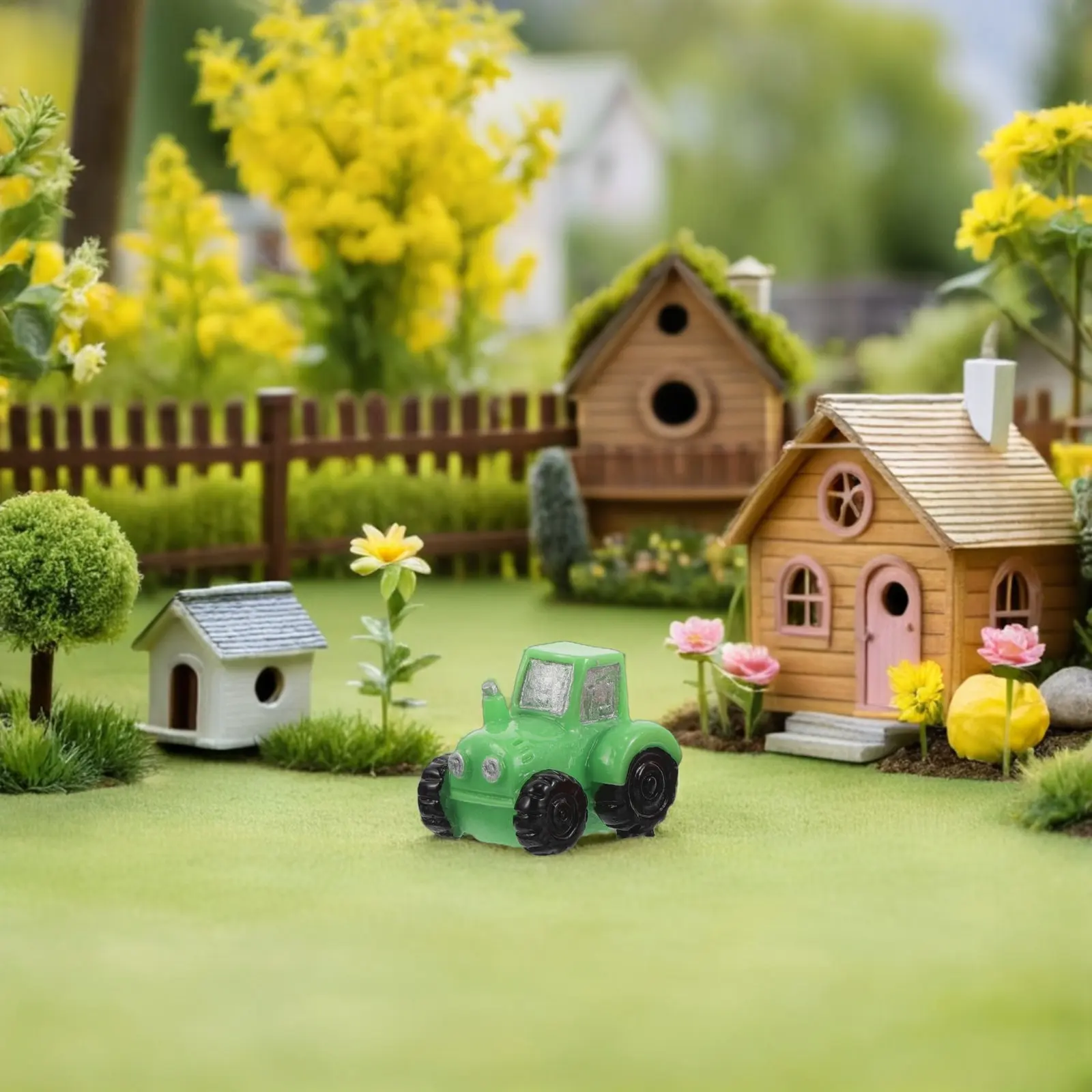 

12Pcs Mini Resin Tractor Farm Scene Decorations Realistic Dollhouse Accessories for Fairy Garden Micro Landscape and Miniature