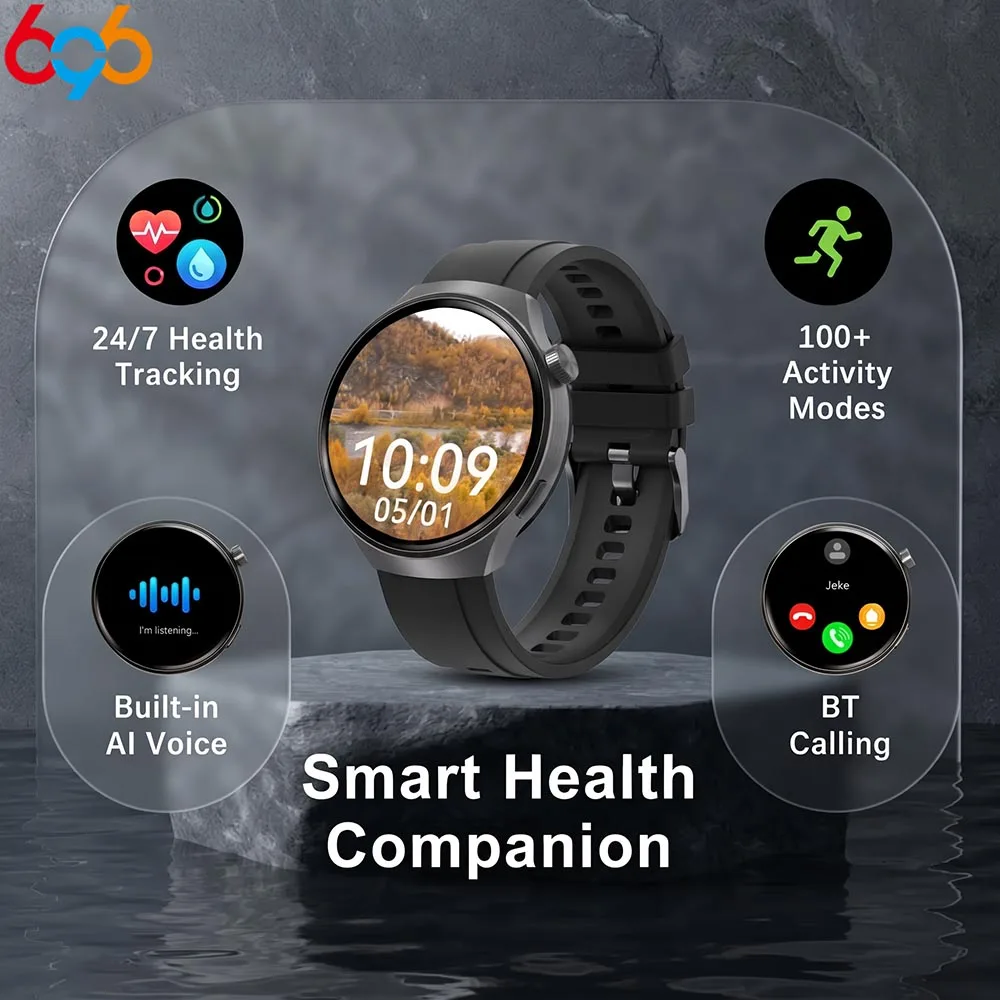Men Women Smartwatch  200+ Watch Faces  3D Dynamic Dial  Waterproof  One-Click BT Call  24-Hour Health Monitoring
