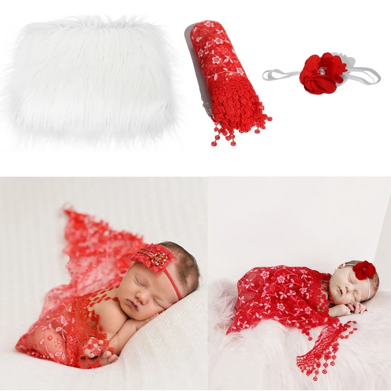 Newborn fotografia adereços cobertor elástico malha mohair envoltório com flor bandana estúdio do bebê foto tiro pano de fundo cobertor esteira