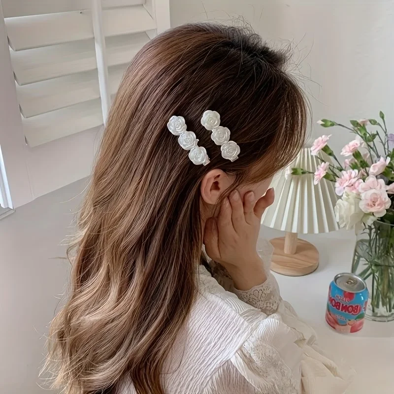 Retro Kamelien-Haarspange, Sanft und Vielseitig, Fransen-Clip, Kanten-Clip, Kopfschmuck, Kleine Rosen-Haarnadel, Sommer-Kopfschmuck – Detail 3