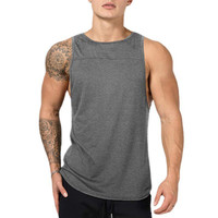 Summer Fashion Breathable Pure Cotton Bodybuilding Mens Gym Sports Fitness Workout Solid Color Sleeveless T Shirt