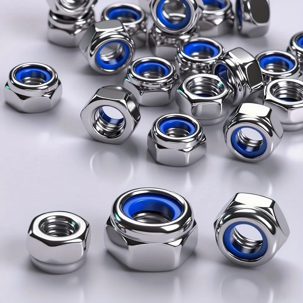210Pcs(M3-M8)/150Pcs(M4-M6) Nylon Insert Lock Nuts Full Thread Hex Anti-loosening Fasteners for Industrial Electrical Constructi